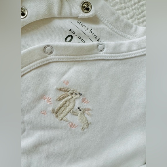 Pottery barn kids baby set white 0-3 month set bunny like new soft cotton - Picture 2 of 6